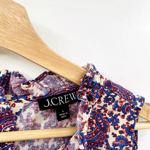 J.crew L purple linen floral Fleur Blouse - Picture 4 of 6